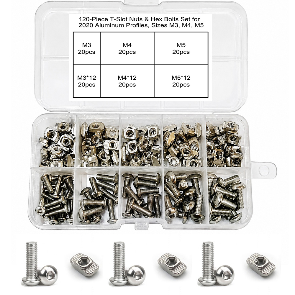 Juego de 120 Tuercas en T y Pe - Aluminum T-Slot Profile reseña y precio