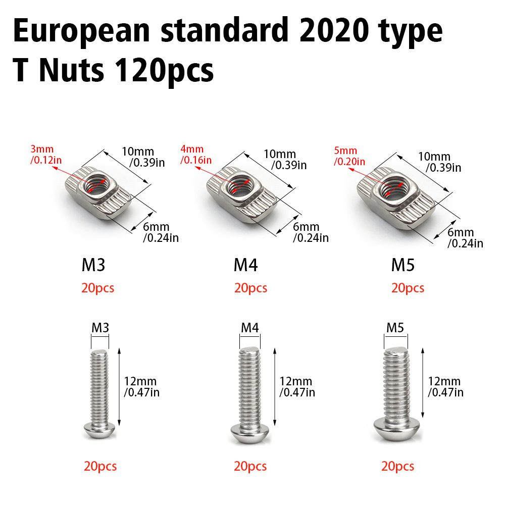 Juego de 120 Tuercas en T y Pe - Aluminum T-Slot Profile reseña y precio